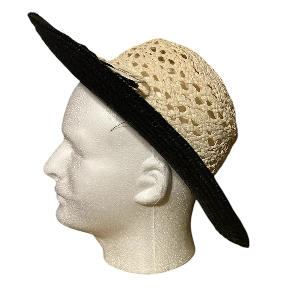 Macy’s Black & White Wide Brim Straw Hat